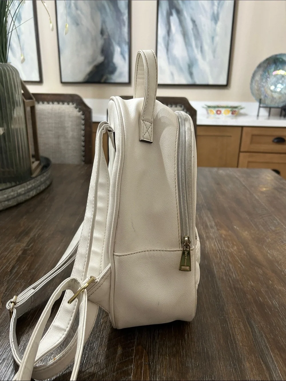 Juicy Couture Quilted Mini Backpack in Beige